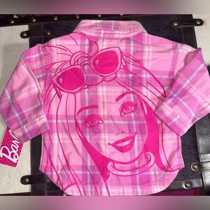 Barbie Pink Plaid Shirt with Graphic Design